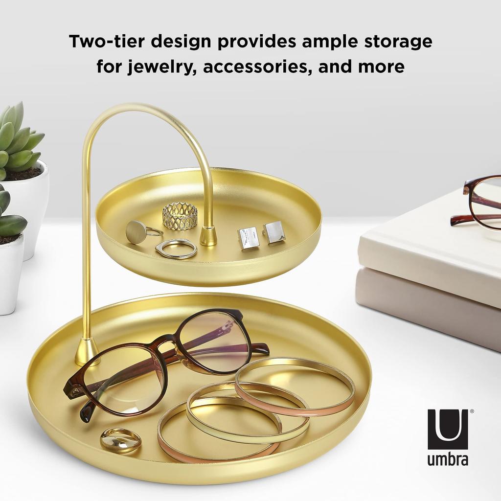 Umbra Accessory Brass and for and Poise Tray, Large, Gold, Rings, Earrings, Bangles, Jewelry.