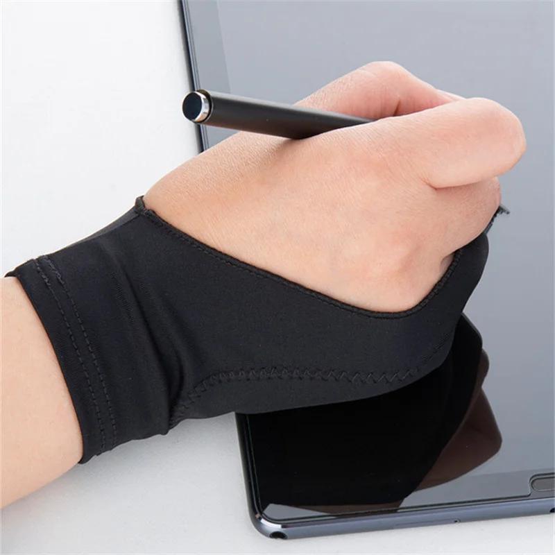 Konstnärshandskar Handflatsavvisande Tvåfingershandskar för Ritpenna Skärm Papper Konst Målning Skissering IPad Grafisk Surfplatta