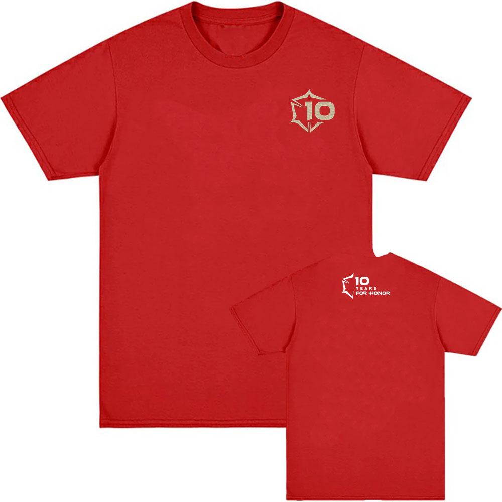 

For Honor 10th Anniversary Embroidered Badge T-Shirt Unisex Streetwear Summer Cotton Short Sleeve Tshirts Fashion Graphic Merch XS красный