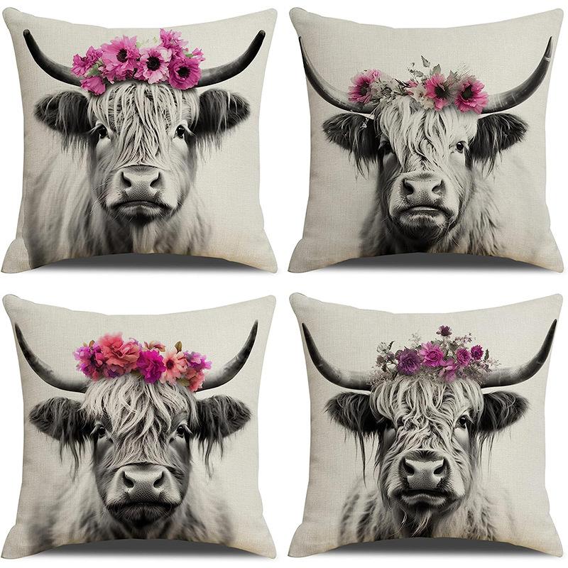 New Creative Cartoon Farmhouse Cow Animal Pillow Case Home Decoration Living Room Car Cushion