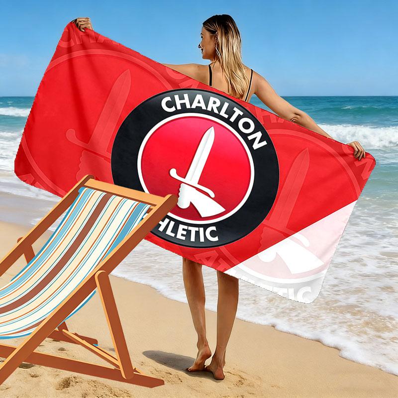 Charlton Athletic FC Tryckt Strandhandduk, Stor Mjuk Snabbtorkande Handduk för Strand Camping Simning