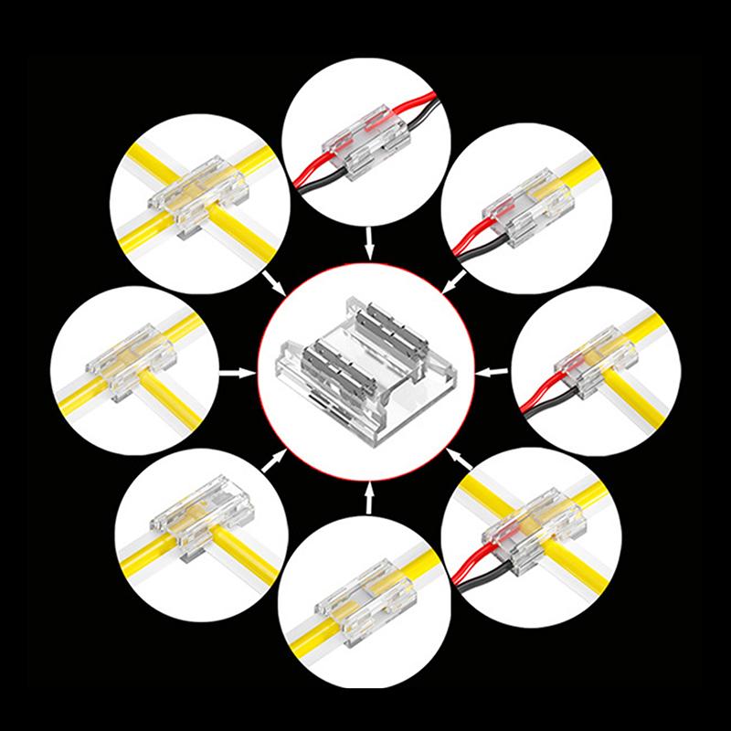 Smd/Cob Welding-Free Transparent Led Connectors 5Mm 8Mm 10Mm 2Pin For Ws2811 Ws2812B Ws2815 5050 Rgbw Rgbcct Led Light Strip