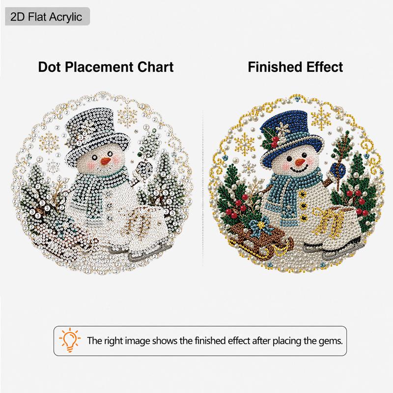 2D Flat 1pc Christmas Pearl Diamond Art Hanging Kits, 3D Mixed‑Sized Beads Craft, DIY Acrylic 25cm/20cm Pearl Diamond Painting Hanging Ornament