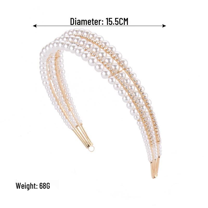 Koreanisches Retro Feen Braut Perlen Stirnband Haar Accessoire Schleier Clip