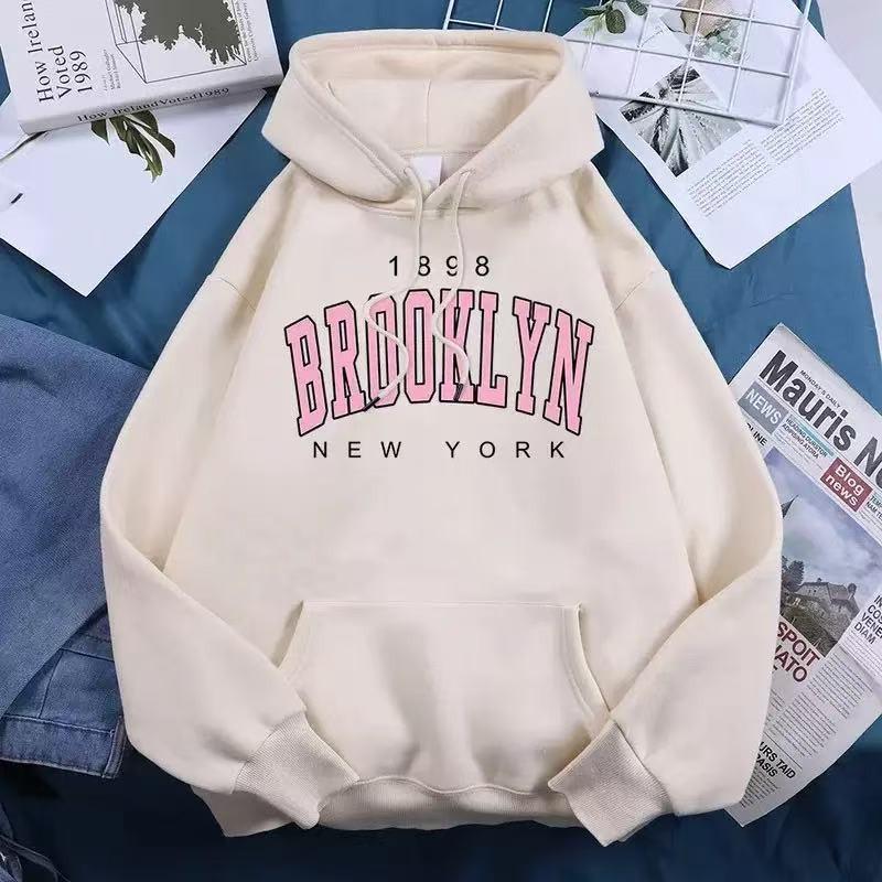 Womens Hoodie Fleece Thick Winter 2026 Loose Casual Lazy Style Cartoon Print Top
