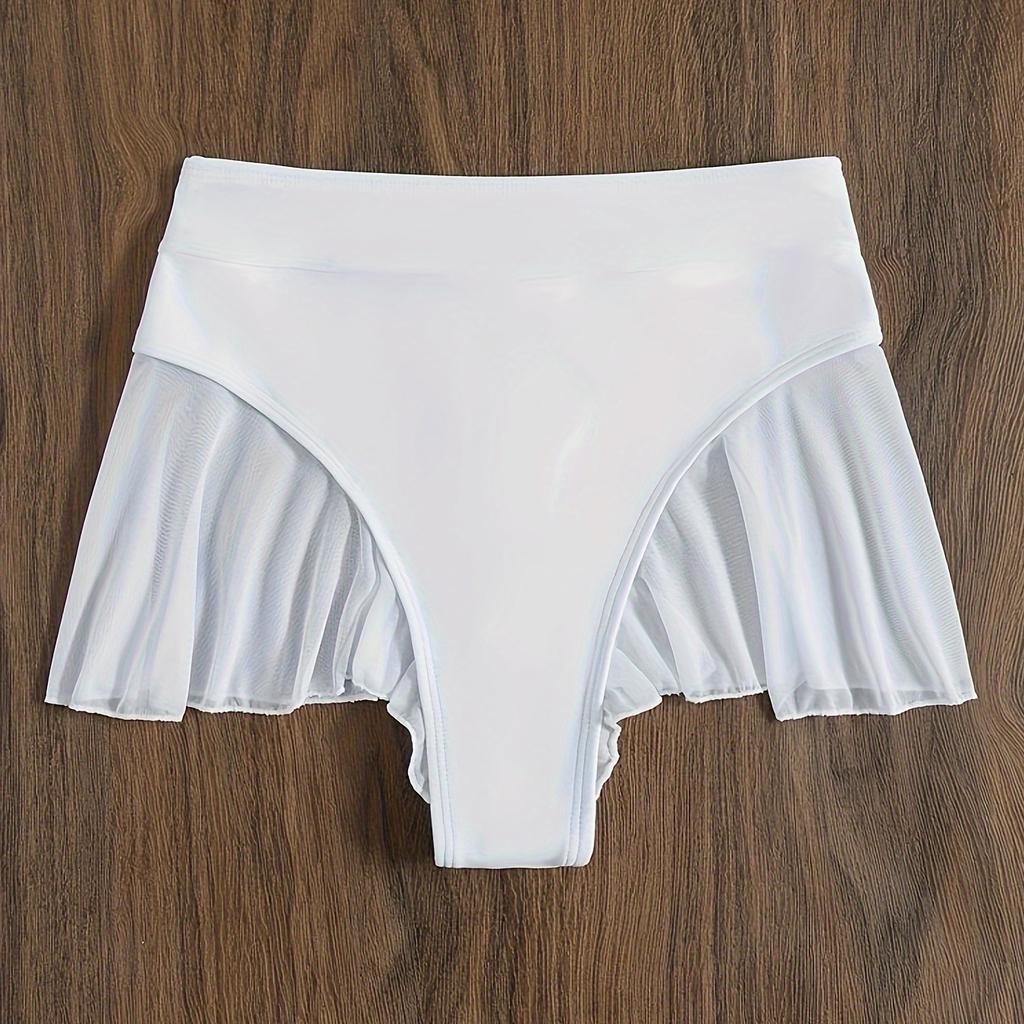 2 Colors Women Bikini Bottoms With Mesh Vintage High Waist Butts Swimsuits