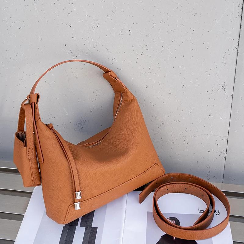 

Female Fashi Luxury Designer Handbags Women s Cow Genuine Leather Shoulder Bag Ladies Retro Cowhide Fashi Commuting Bags New 23x14.2x20cm коричневый