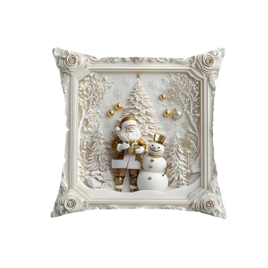 1/4Pcs 45x45CM Christmas Linen Throw Pillow Cover Santa Claus Snowman Reindeer Xmas Tree Pillow Case Living Room Bedroom Sofa Bed Square Cushion Cover