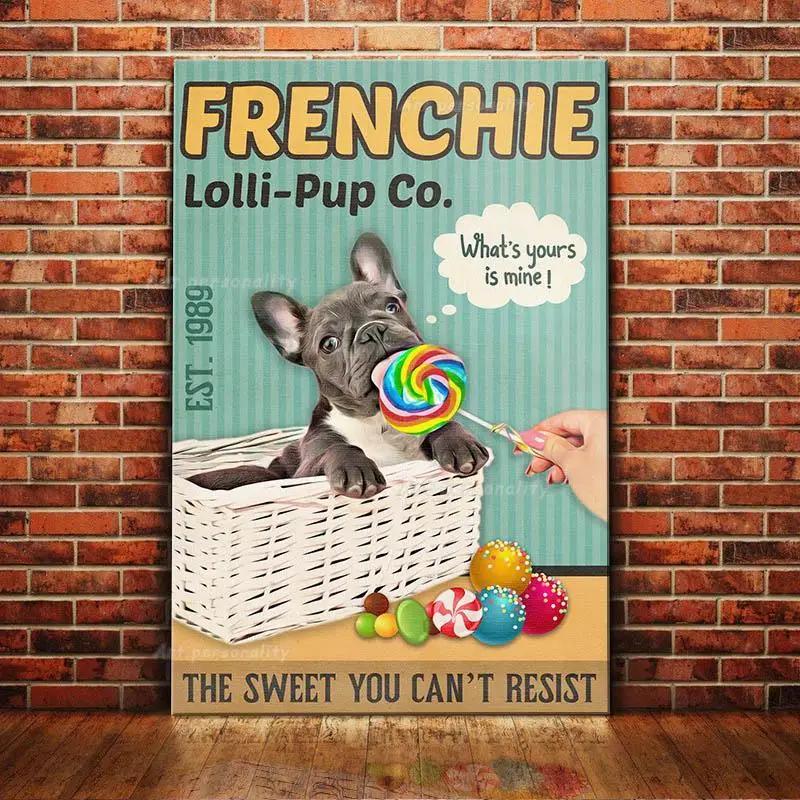 French Bulldog Coffee Club Dogs Metal Sign Funny Fries Tin Poster Home Decor Bar Wall Art Painting Dog Lover Poster xinch
