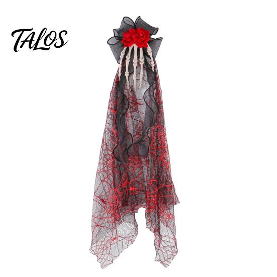 Ghost Claw Hair Accessory Gothic Skeleton Clip, Halloween Barrette with Rose, Unique Clip Black Lace Side for Women, Party Costume Retro Dark