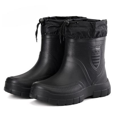 Mode Heren Regenschoenen Winddicht Katoen Regenlaarzen Heren EVA Warm Licht Regenlaarzen Heren Outdoor Werkschoenen Vissen Autowassen Rubber Schoenen