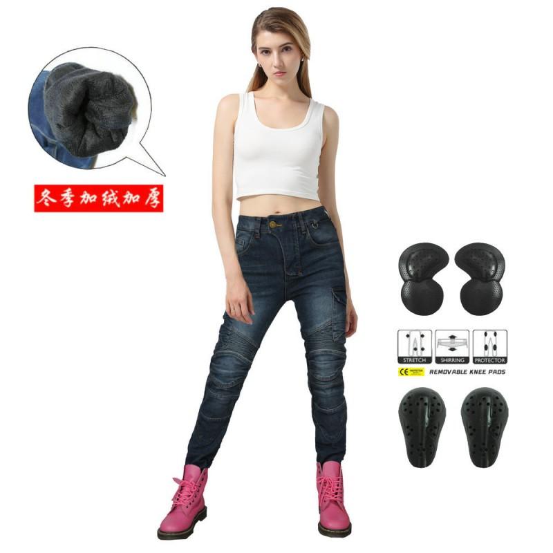 Womens Winter Motorcycle Riding Pants With Reinforced Padding Cotton Fleece Warm Protective Gear