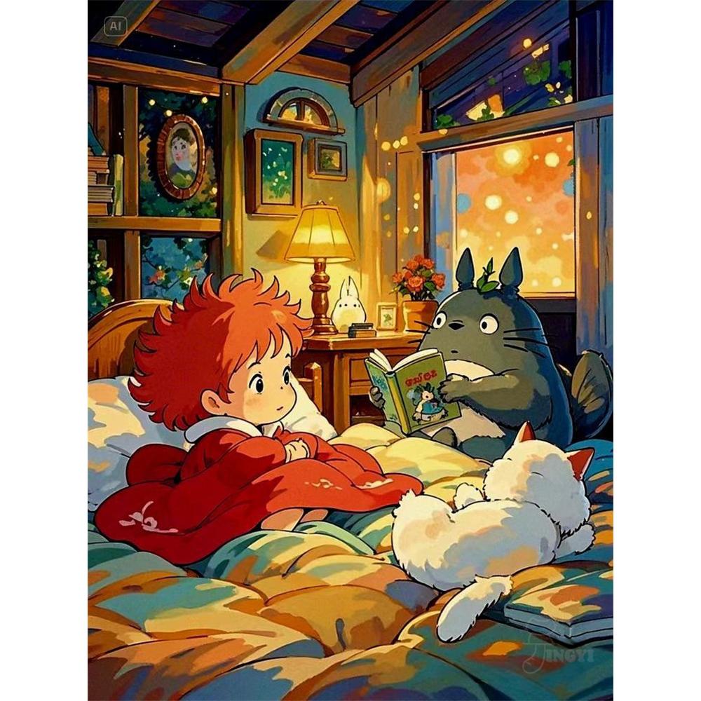 The Cartoon Animal Totoro Diamond Painting Japanese Anime 5D Diamond Embroidery Cross Stitch Handmade Art Gift Home Decor
