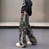 Men's Trendy Retro Vibe Distressed Camouflage Overalls - Slim, Straight, Flared Long Pants