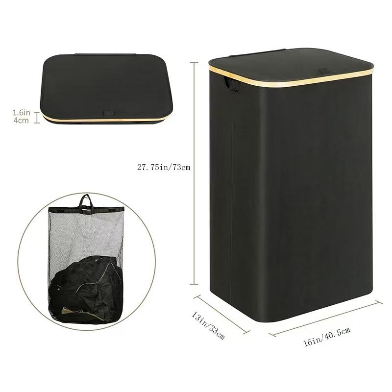 Foldable Laundry Basket with Inner Pocket: Large Capacity Hamper for Bedroom & Bathroom.