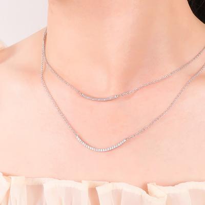 Niche Design Line Smile High-end Necklace for Girls Simple One-length Smile Face Double-layer Necklace
