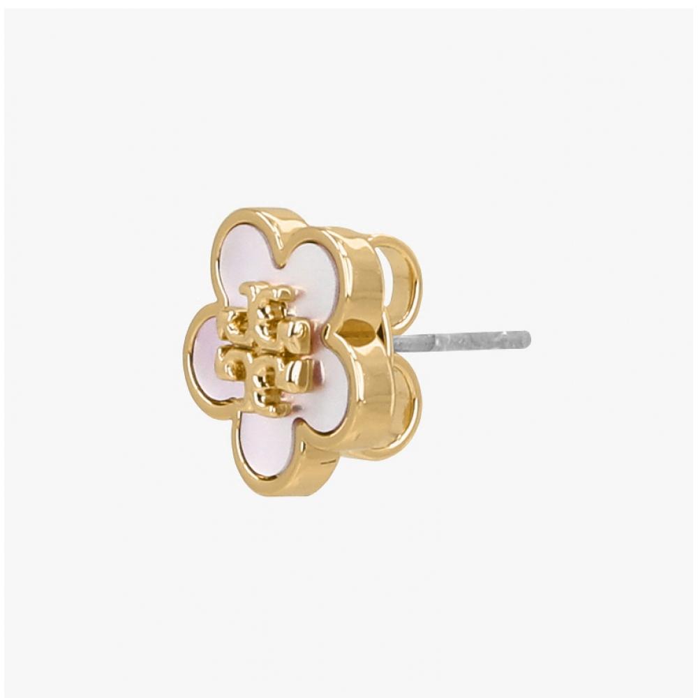 Tory Burch Kira Flower Logo Mother Of Pearl Stud Earrings 157351 700