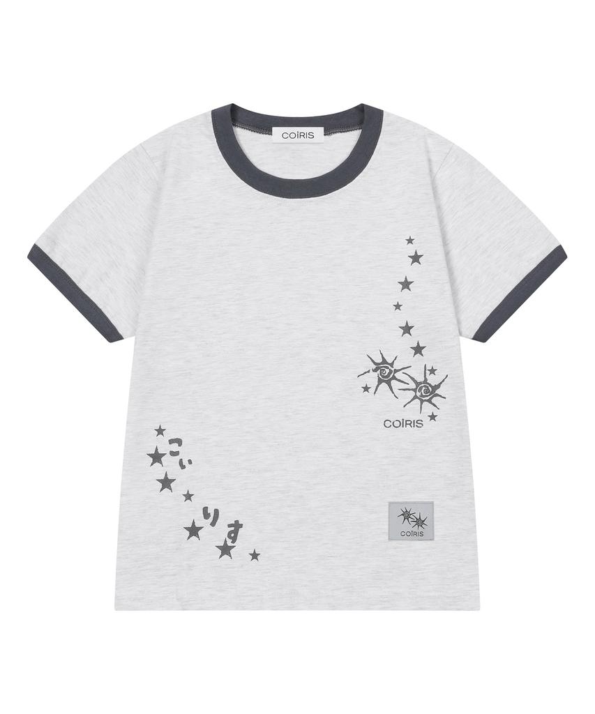 Koiliseu Hotaru Lettering Color Block Ringer Short Sleeve T-Shirt (2 Colors)