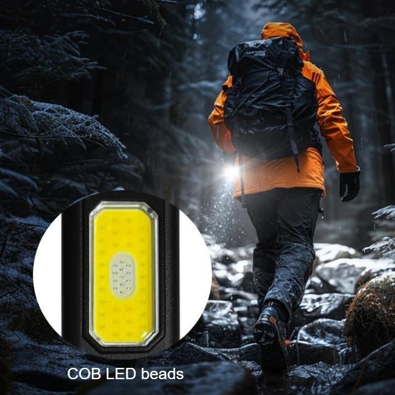LED COB Flashlight 600LM Type-C Rechargeable Mini Portable Torch Pocket Work Light Magnetic Waterproof Lantern for Outdoor Camping Emergency
