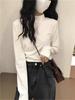 Thickened Shoulder Half-High Collar Slim Fit Warm Women's Long Sleeve T-Shirt - Autumn/Winter Fashion.