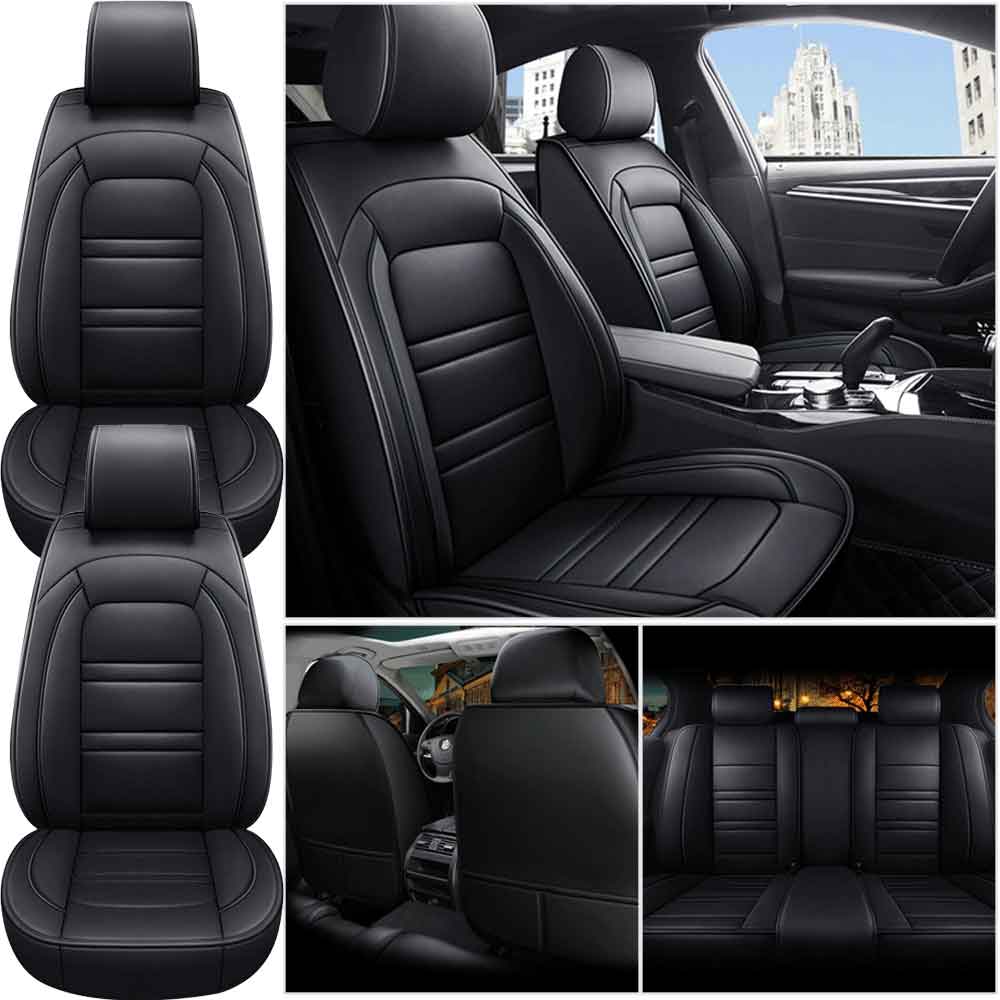 Universal 5-Seat PU Leather Car Seat Covers Full set Front Rear Seat Cushion Anti-scratch Protection Four Season