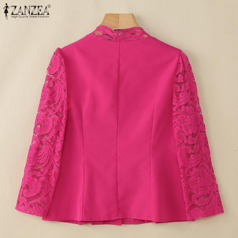 ZANZEA Women Summer V-Neck Lace Splice 3/4 Sleeve Elegant Blouse