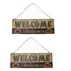 2pcs Halloween Sunflower Wooden Welcome Sign Fall Autumn Decorative Wall Board Hanging Ornaments for Indoor Outdoor