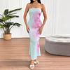 Women's Clothing Summer New Sexy Tube Top Slim Fit Contrasting Color Printing Halter Hip Wrap Dress Wholesale