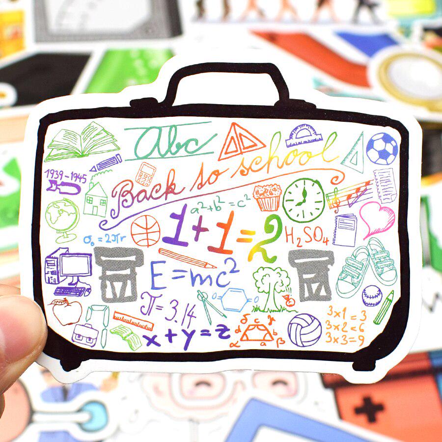 50 PCS Science Lab Stickers Class Back To School Waterproof Sticker for Student To DIY Stationery Suitcase Laptop Bike Car Decal
