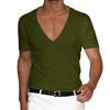 QICED Men's Fashion Casual Summer Spring V-Neck Short Sleeve Blouses & Shirts Casual Chic