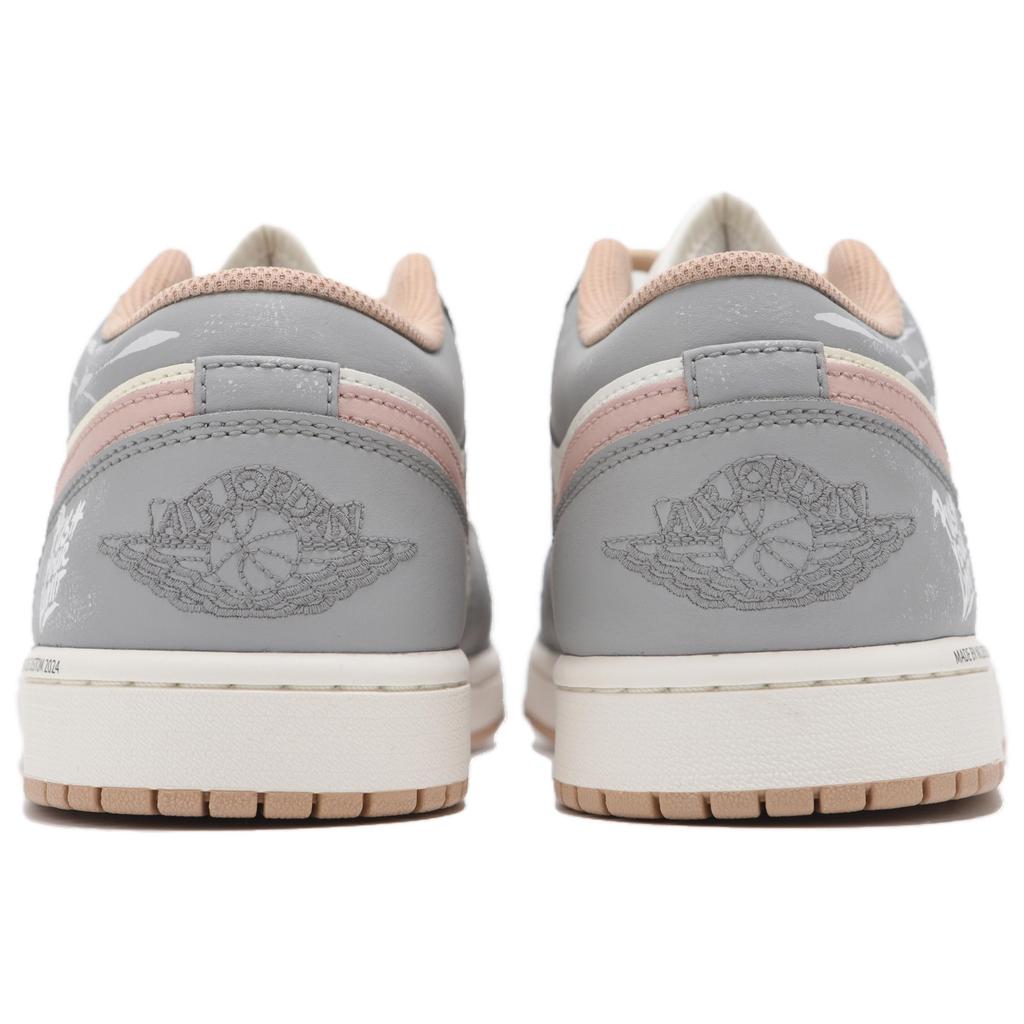 Jordan Air Jordan 1 Low top Vintage Basketball Shoes Men's Gray Pink 553558-169(Teamfour- )