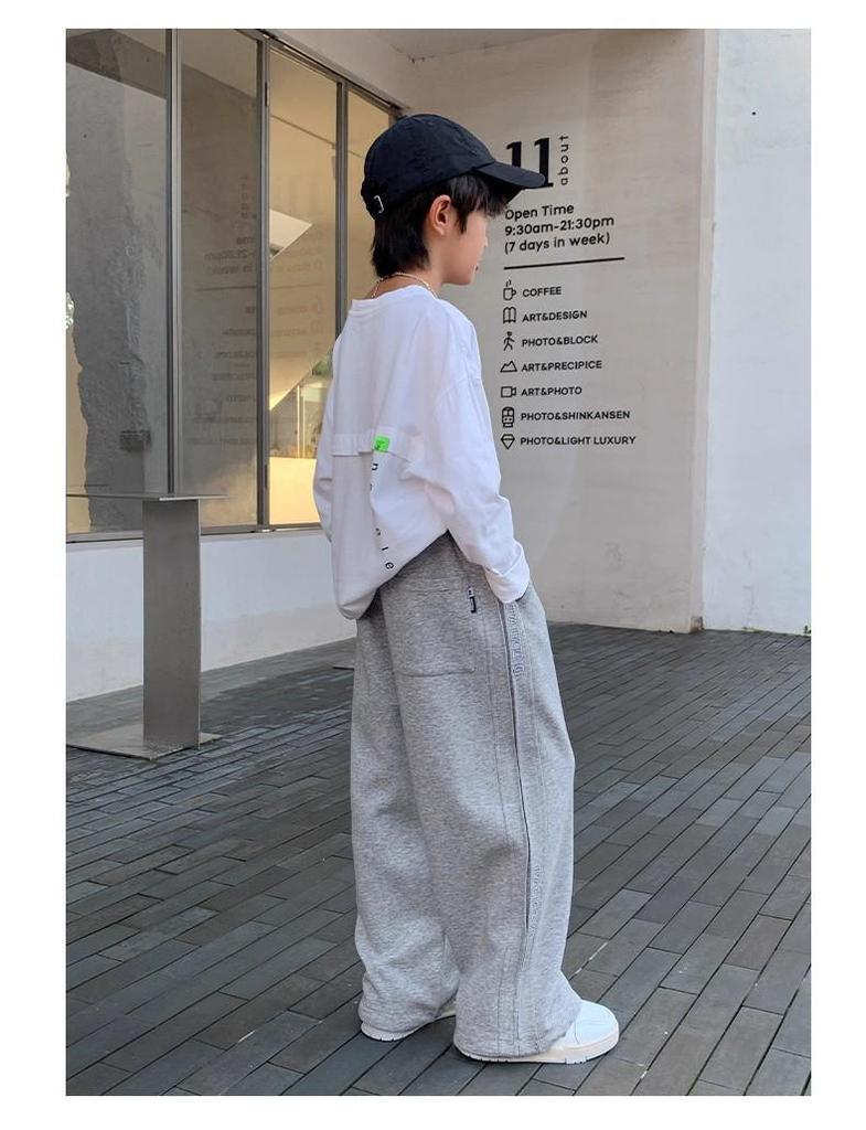 Boys' Fleece-Lined Wide-Leg Pants for Autumn/Winter - 2025 New Style Sportswear for Older Kids