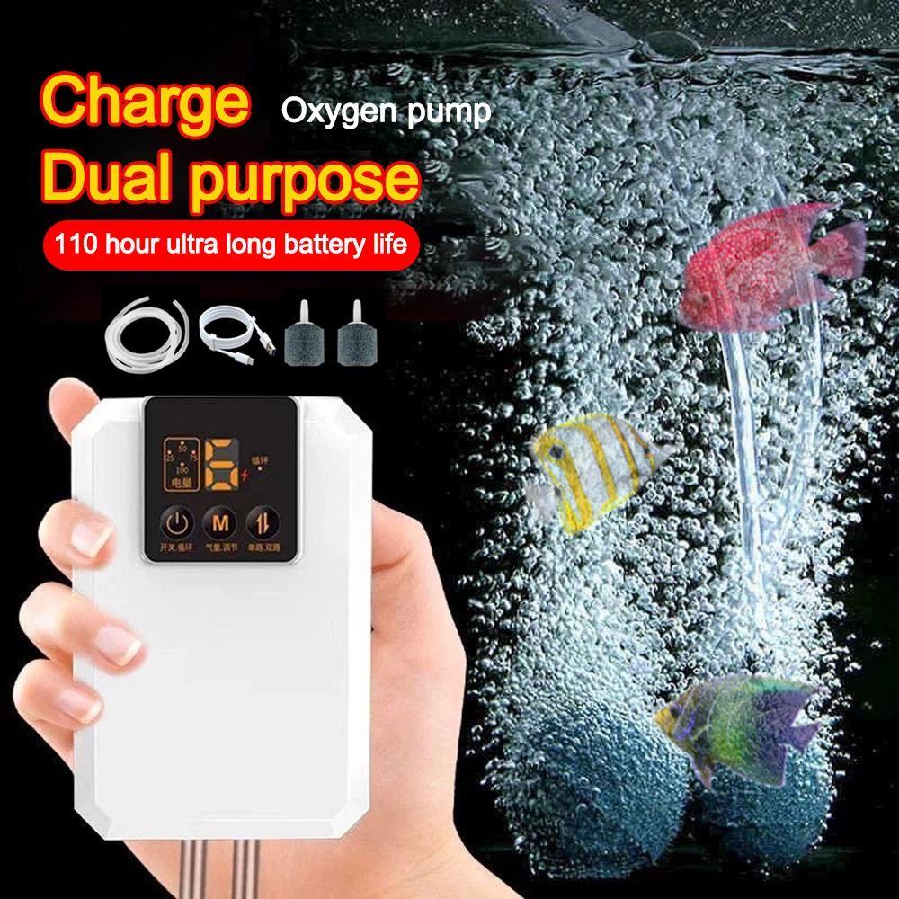 Silent Fish Tank Oxygen Pump Waterproof USB Rechargeable Oxygenation Pump Continuous/Interval Mode Oxygen Booster Pump Outdoor