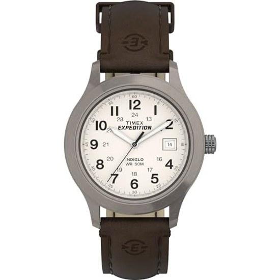 Timex Herren-Armbanduhr „Expedition“ mit braunem Lederarmband
