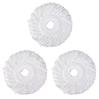 New 3 Replacement Mop Micro-Head Refill for 360° Magic Mop-Microfiber Replacement -Round Shape Standard Size (White-3 Pack)