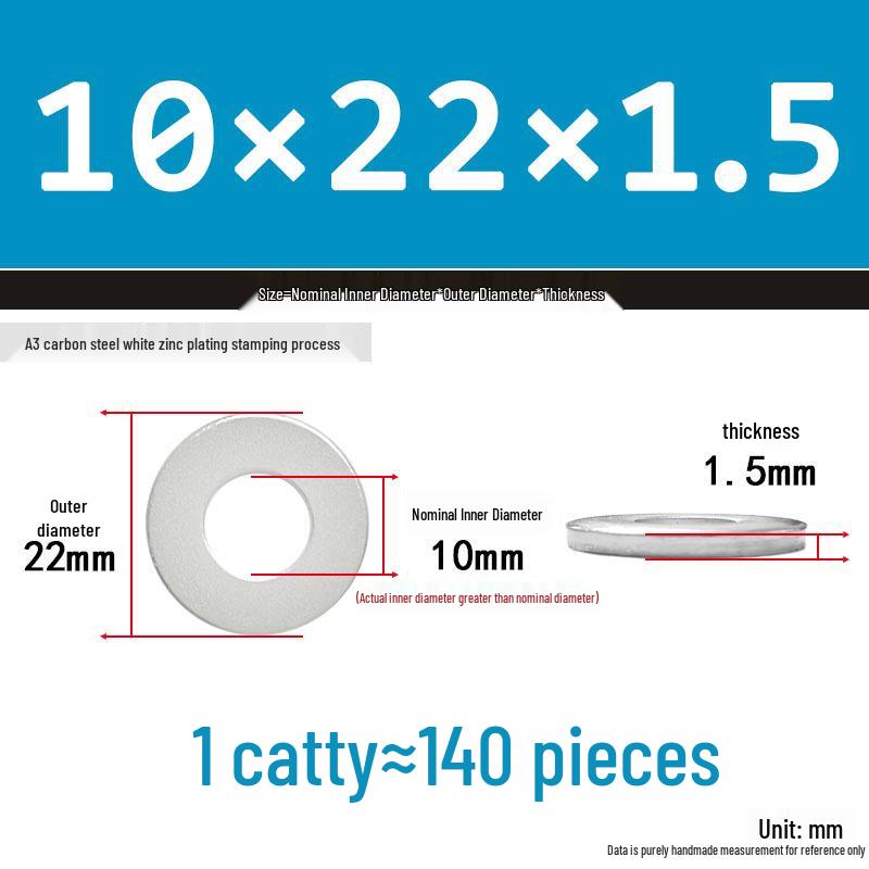 Extra Thick Galvanized Iron Flat Washer, Round, M3-M62