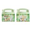 4pcs Jungle Animal Candy Boxes Safari Birthday Party Decoration Kids Gift Packaging Box Wild One Baby Shower Supplies Box Bags