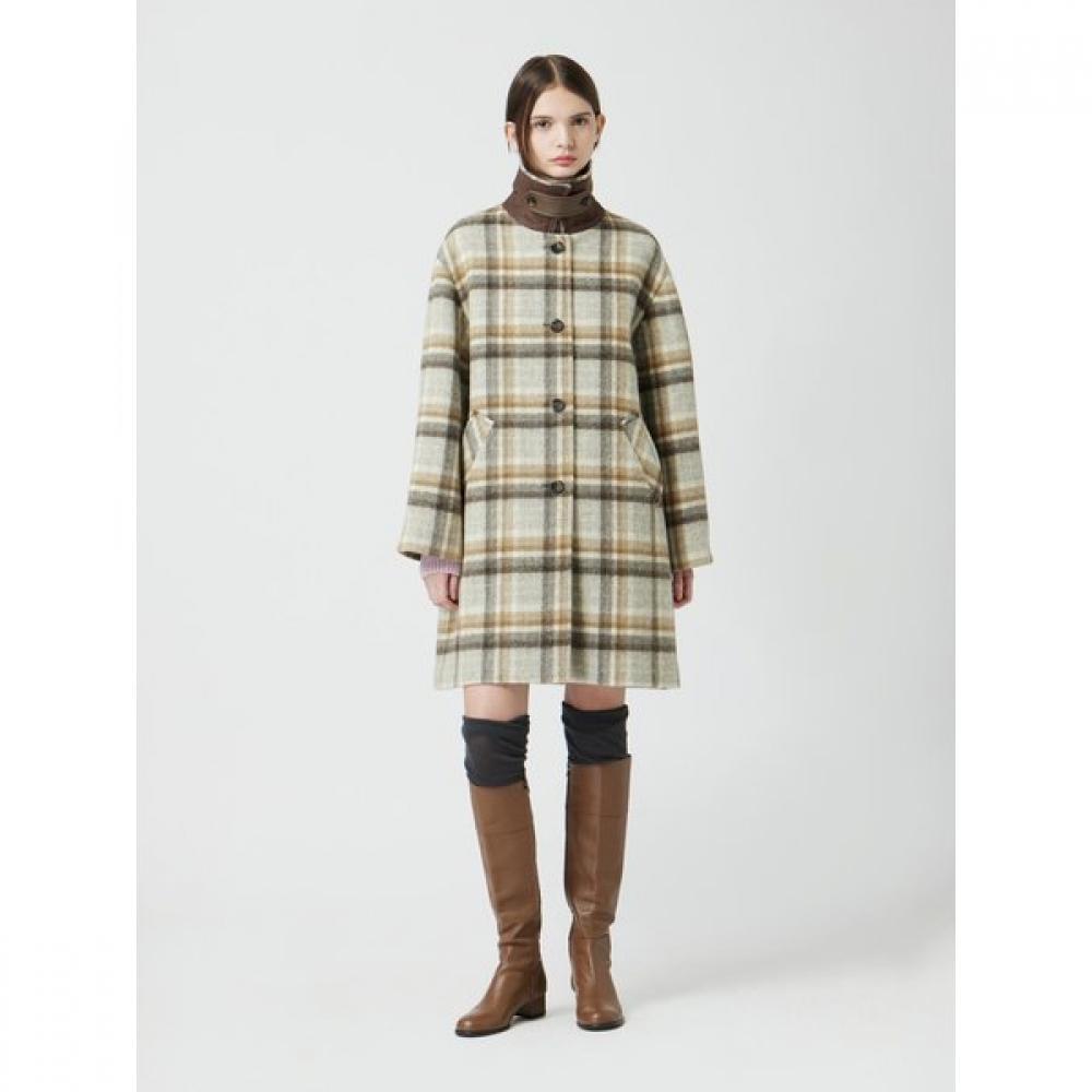Cc Collect Alpaca Blend Check Half Coat C254msg023