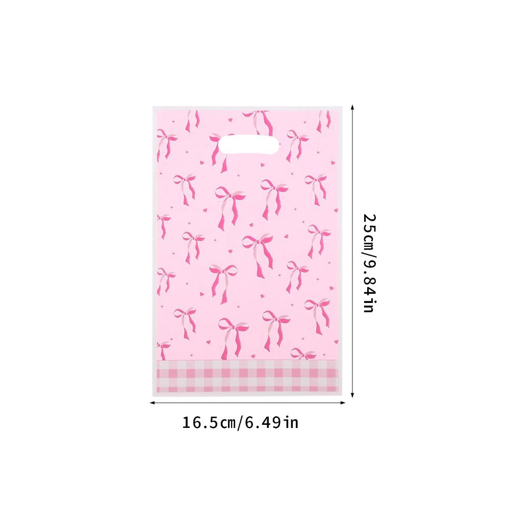 30 Pcs Pink Bow Pattern Tote Bags, Birthday, Family Holiday, Party Decoration Supplies, Gift Packaging Supplies, Candy and Biscuit Tote Bags