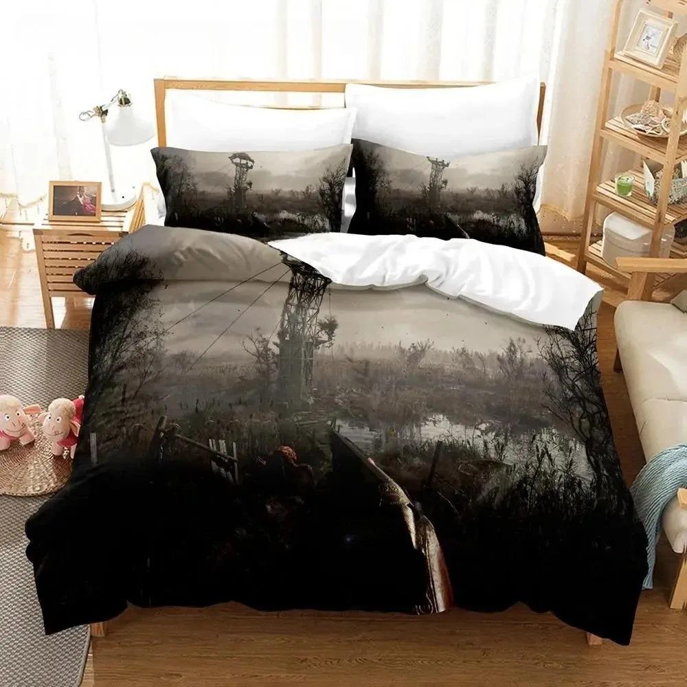 Game S.T.A.L.K.E.R. 2 Heart of Chernobyl Bedding Set Cartoon Anime Three-piece Set Adult Boys Bedroom Duvetcover Sets