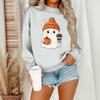 Women's Casual Fashion Round Neck Long Sleeve Halloween Printed Sweatshirt
