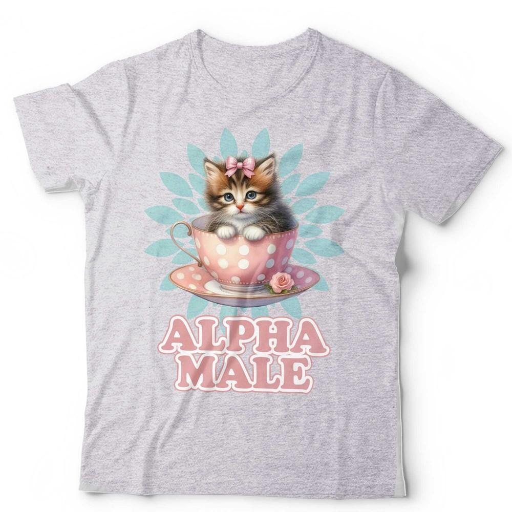 T-shirt Mâle Alpha Chat Tasse Unisexe Drôle Mignon Chaton Petit Ami Mari Cadeau Rétro