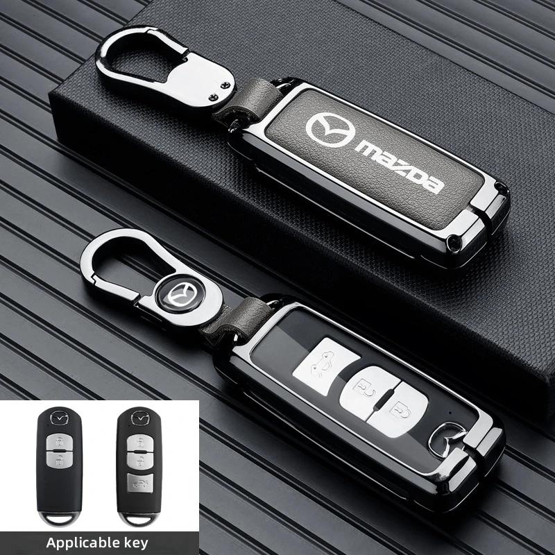 Leather Car Smart Key Case Cover Shell For Mazda 3 5 6 SKYACTIV Axela Atenza CX30 CX5 CX8 CX9 MX5 RX8 RX7 BT50 Keychain Protecto