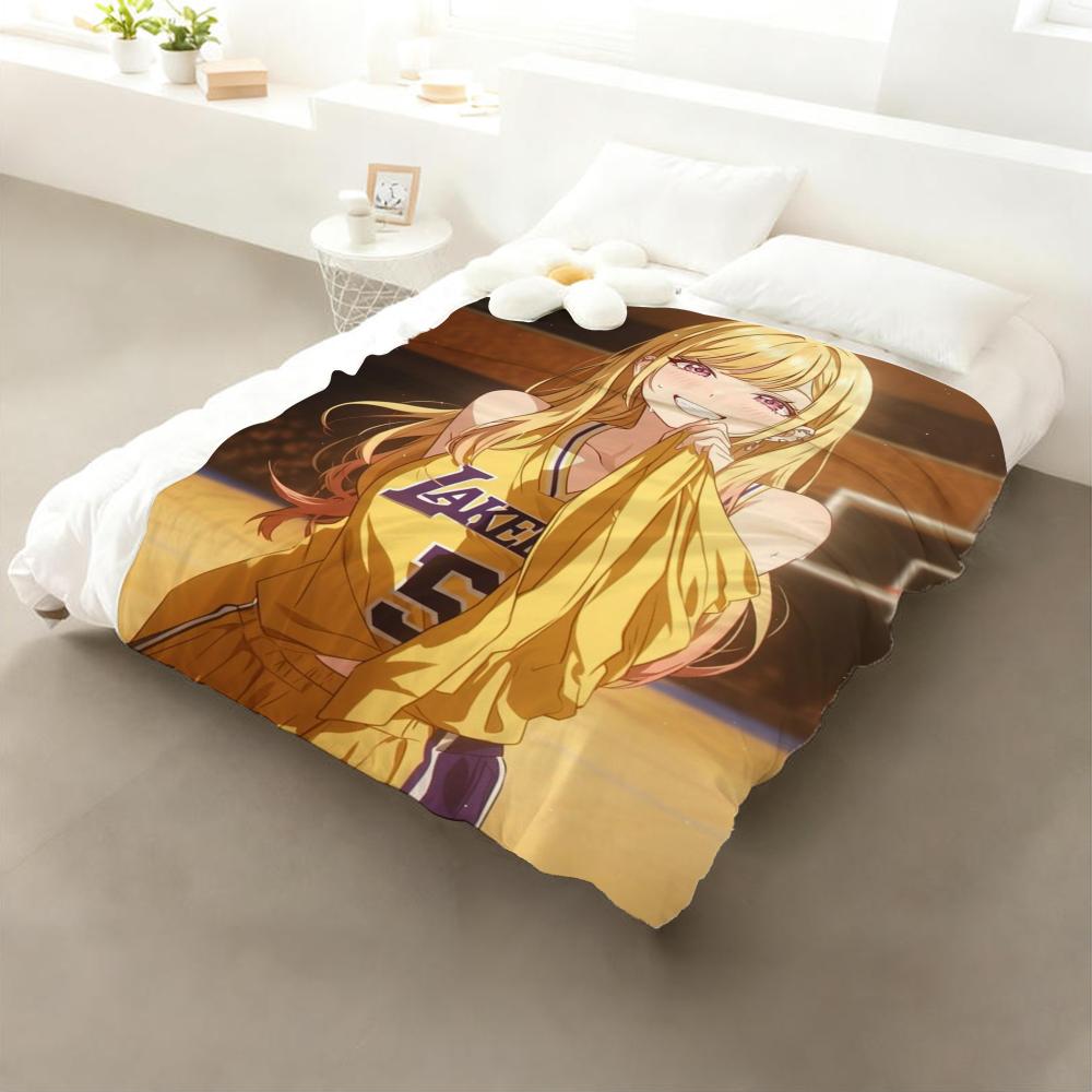 Anime Kitagawa Marin Kuscheldecke Flanell: Weiches, kinderfreundliches, warmes, antistatisches, waschbares Ganzjahres-Schlafsofa für Zuhause