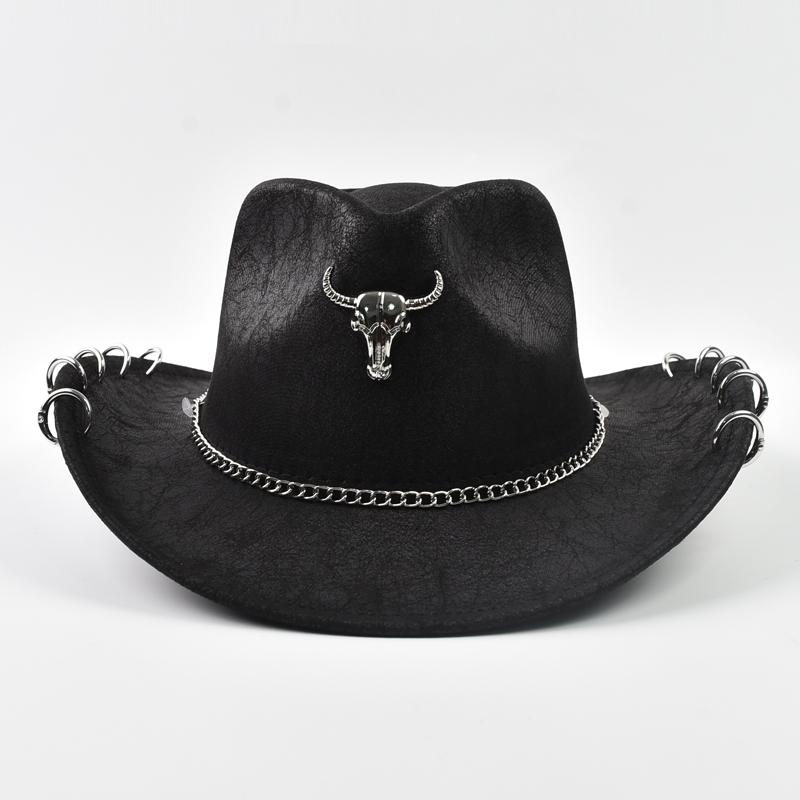 Vintage Kunstleder Western Cowboyhut für Herren Gentleman Cowgirl Jazzhüte Feiertage Party Cosplay Hut Sombrero Hombre