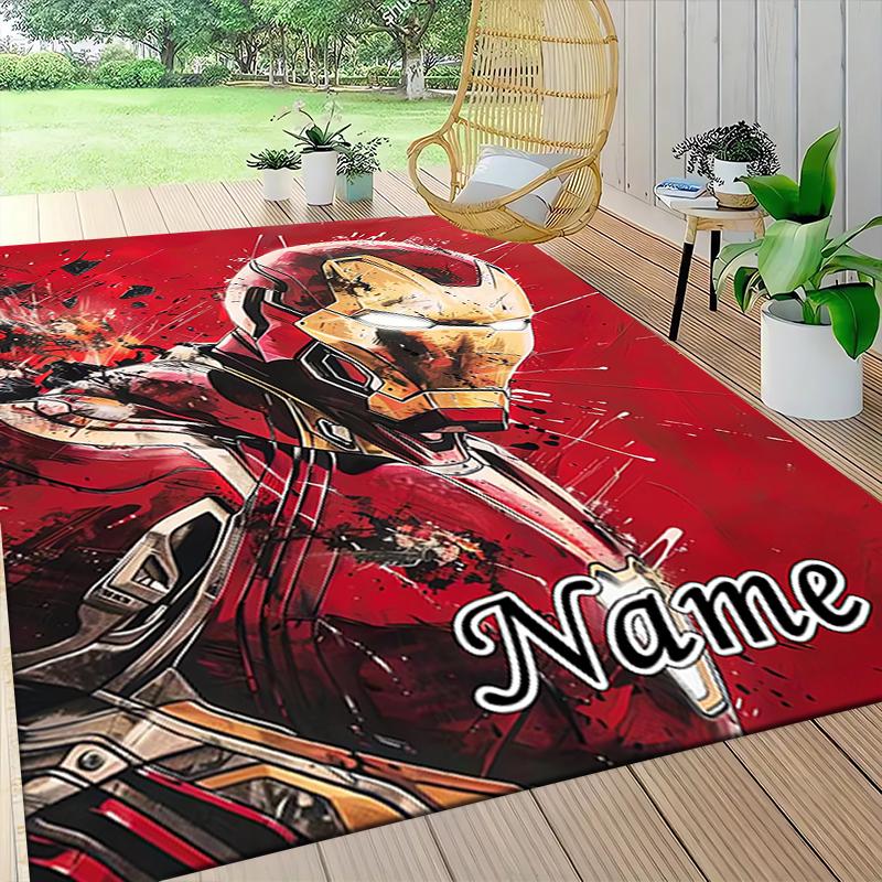 Custom Name "Iron Man: Power Glory" Carpet Rug Customizable Soft Washable Anti-Slip Home Living Room Sofa Mats Personalized Rug. 0909284