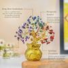 Crocon 7 Chakra Crystal Bonsai Tree with Golden Money Bag Base – Healing Gemstone Tree for Wealth, Prosperity & Positive Energy – Feng Shui Good