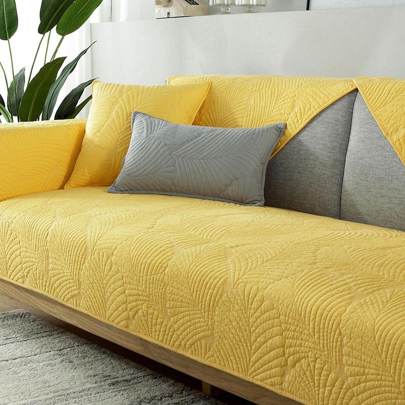 Nordischer Einfacher Einfarbiger Sofakissenbezug Universell für Alle Jahreszeiten, Rutschfester Baumwoll-Sitzkissenbezug aus Reiner Baumwolle, Einfaches Modernes Sofabezug-Handtuch