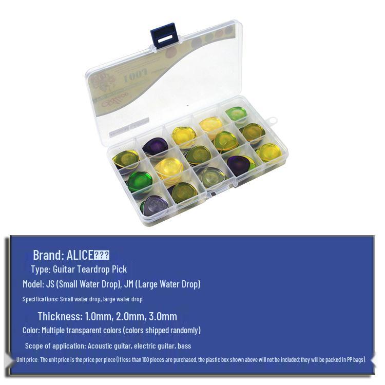 Alice Transparent Water Drop Guitar/Bass Picks - Two Size Options