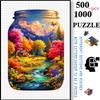 500pcs-1000pcs, Handmade Jigsaw Puzzle, Paper Puzzle, Puzzle, White Card Material, (Four Seasons Landscape in Jar) White Card Material, Suitable for R